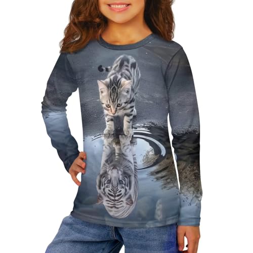 Image of WELLFLYHOM Long Sleeve T-Shirt for Boys Girls 3-16 Years Old Tee Tops Crewneck Pullover Shirts Fall Outfits