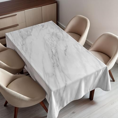 Ambesonne Marble Tablecloth, Stained Marbled Background Image Abstract Textures Monochromatic Design Print, Rectangular Table Cover for Dining Room Kitchen Decor, 60' X 84', Grey White