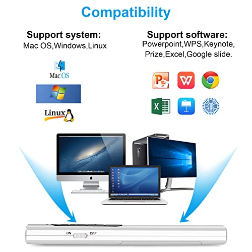 Image of Presentation Clicker Wireless Presenter Remote with Hyperlink & Volume Remote Clicker for PowerPoint Office Classroom Presentation Remote Control Pointer Slide Advancer (Battery Included)