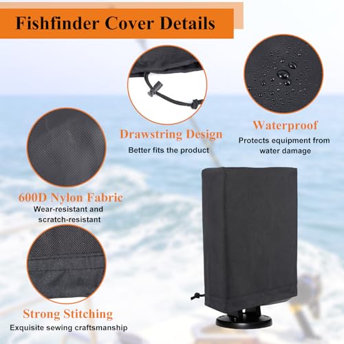 Image of Fishfinder Cover 3-10in,Depth Finder Oxford Fabric Waterproof Protection Accessories,for Hummingbird Lowrance Models,Protects Your Screen and Device from Sun Adverse Weather Damage Fishing