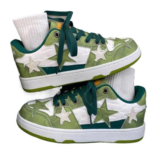 Women's Pink Star-Embroidered High-Top Sneakers Cute Kawaii Casual Shoes Chunky Sole Streetwear Daily Outfits