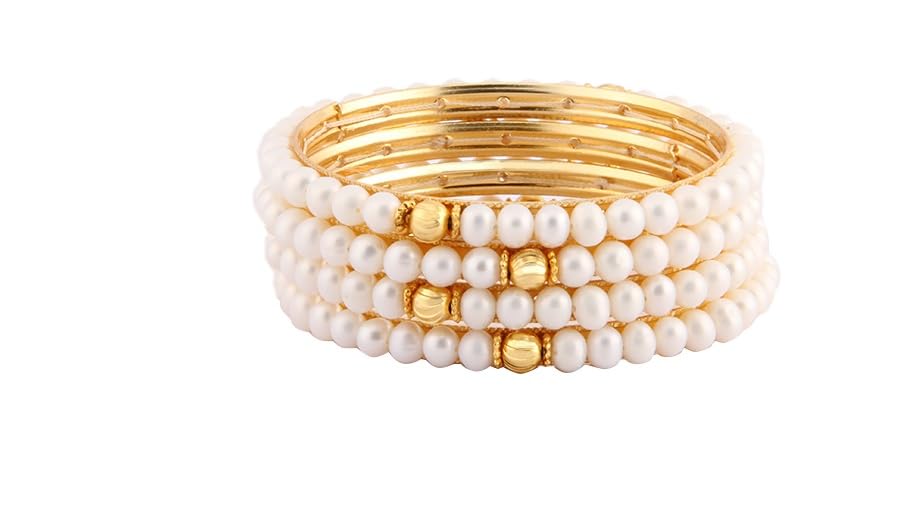 DD PEARLS Hyderabadi freshwater pearls 4 bangles set size 2.6 with golden balls for women and girls certificate of authenticity of pearls (B00QMI4U4Q) Amazon Price History, Amazon Price Tracker