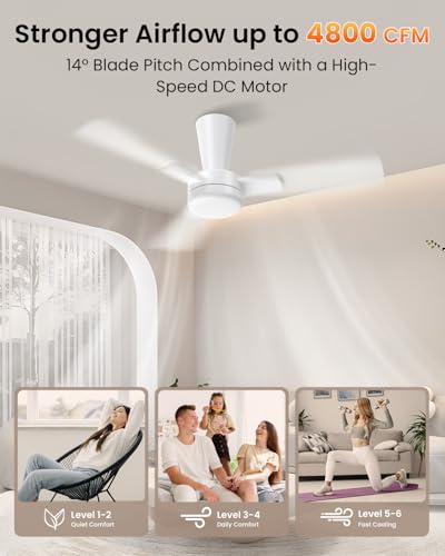 Plafonnier ventilateur avec télécommande LED dimmable pour chambre salon