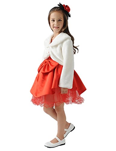 Fankeshi Ivory Faux Fur Flower Girl Bolero Shrug Accessories Princess Cape S #TOP5