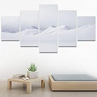 SIGNWIN 5 Panel Canvas Wall Art Snow Mountain for Home Decorations Ready to Hang - 60
