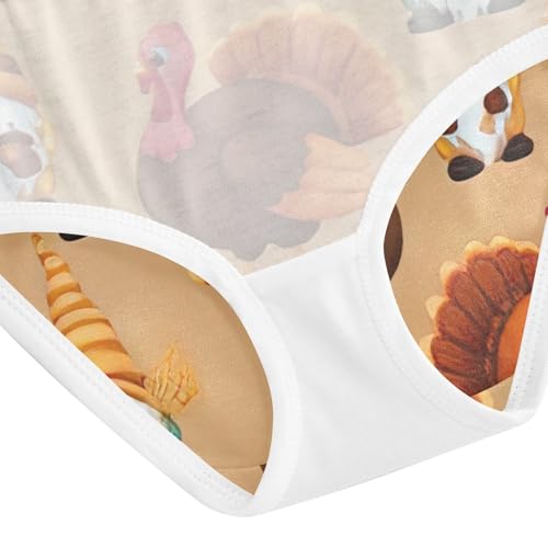 Underwear for Girls, Fall Gnome Pumpkin Tan Toddler Briefs, Cotton Girls Underwear, 2T–8 Years4