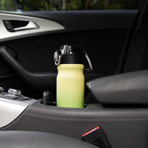 Image of BJPKPK 18 oz Water Bottle with Straw & Handle, Insulated Stainless Flask | Leak Proof Locking Lid, Thermal, Double Wall Vacuum, Keeps Hot /Cold, BPA Free, Dishwasher Safe, Travel & Sports, Lime