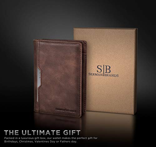 Image of SERMAN BRANDS Wallets for Men Slim Mens leather RFID Blocking Minimalist Card Front Pocket Bifold Travel Thin