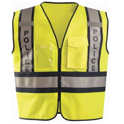 OccuNomix Premium Solid Public Safety Police Vest - High Visibility, ANSI Certified, Adjustable Fit, 3X/4X-Large, Yellow/Navy, LUX-PSP-Y3/4X