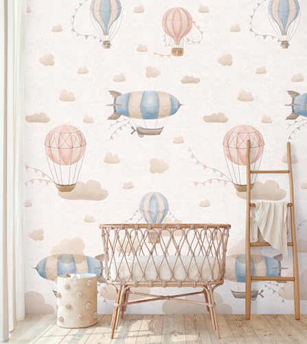 A.S. Création Lilly & Luis Non-Woven Wallpaper with Clouds in Blue, Cream, Pink - 8,80 x 0,53 m Wallpaper for Kids - 770611 - Image 2