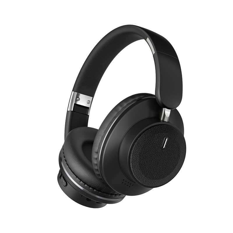 Casque supra-auriculaire pliable noir audio micro caché pour smartphone et PC