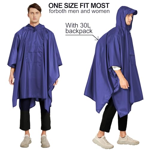 Image of salamra Hooded Rain Poncho Waterproof Raincoat Jacket for Men /Women /Adults with Pocket