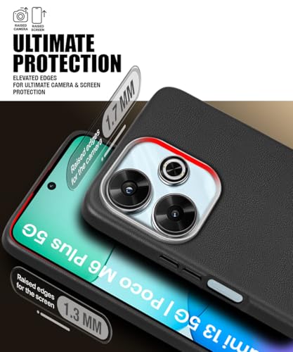 Image of WOW IMAGINE Back Cover for Mi Redmi 13 5G | Poco M6 Plus 5G | Ultra Slim Flexible Non-Slip Grip | Inner Fabric | Metal Camera Ring & Lightweight Soft Silicone Mobile Case - Black