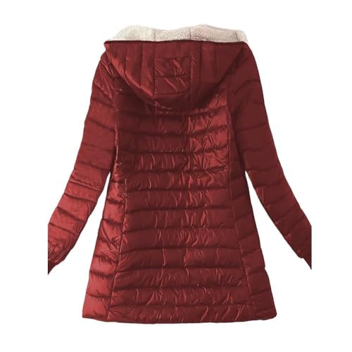 Women's Fleece Lined Zipper Warm Hooded Coat,Autumn Winter Long Sleeved Cotton-padded Jacket2