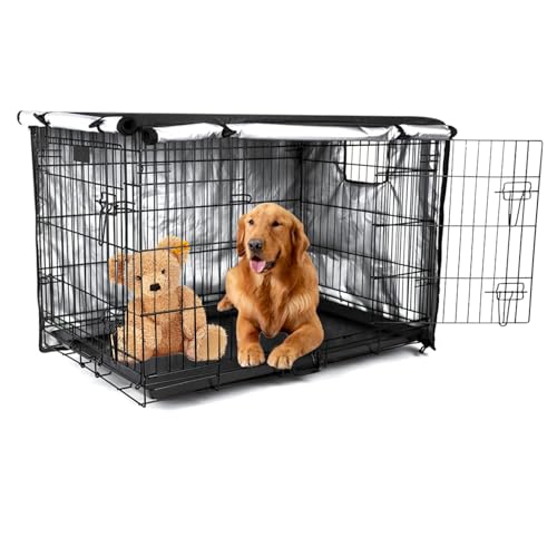VINGVO Bache Cage Chien, Housse de Cage pour Chien, Housses de Cage de chenil 600D pour Cage de Chien, Imperméables et Durable, Housse Universelle pour la Plupart des Cages (42in)