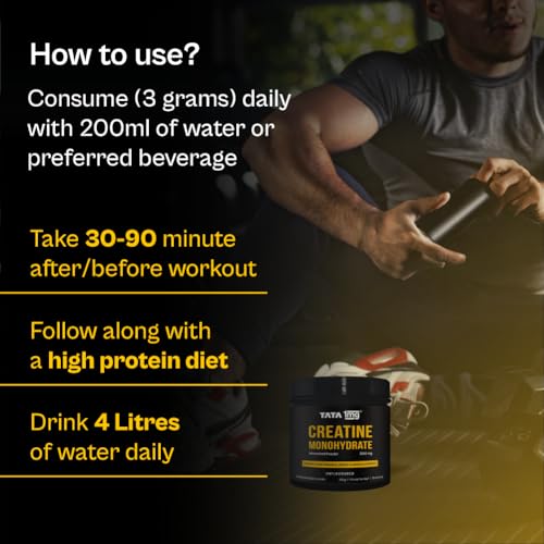 Image of TATA 1MG Creatine Monohydrate | 100% Pure, Micronized | No Additives, No Preservatives | Zero Calories | Boosts Strength, Power & Recovery | Fast Absorption | Unflavoured,250gm