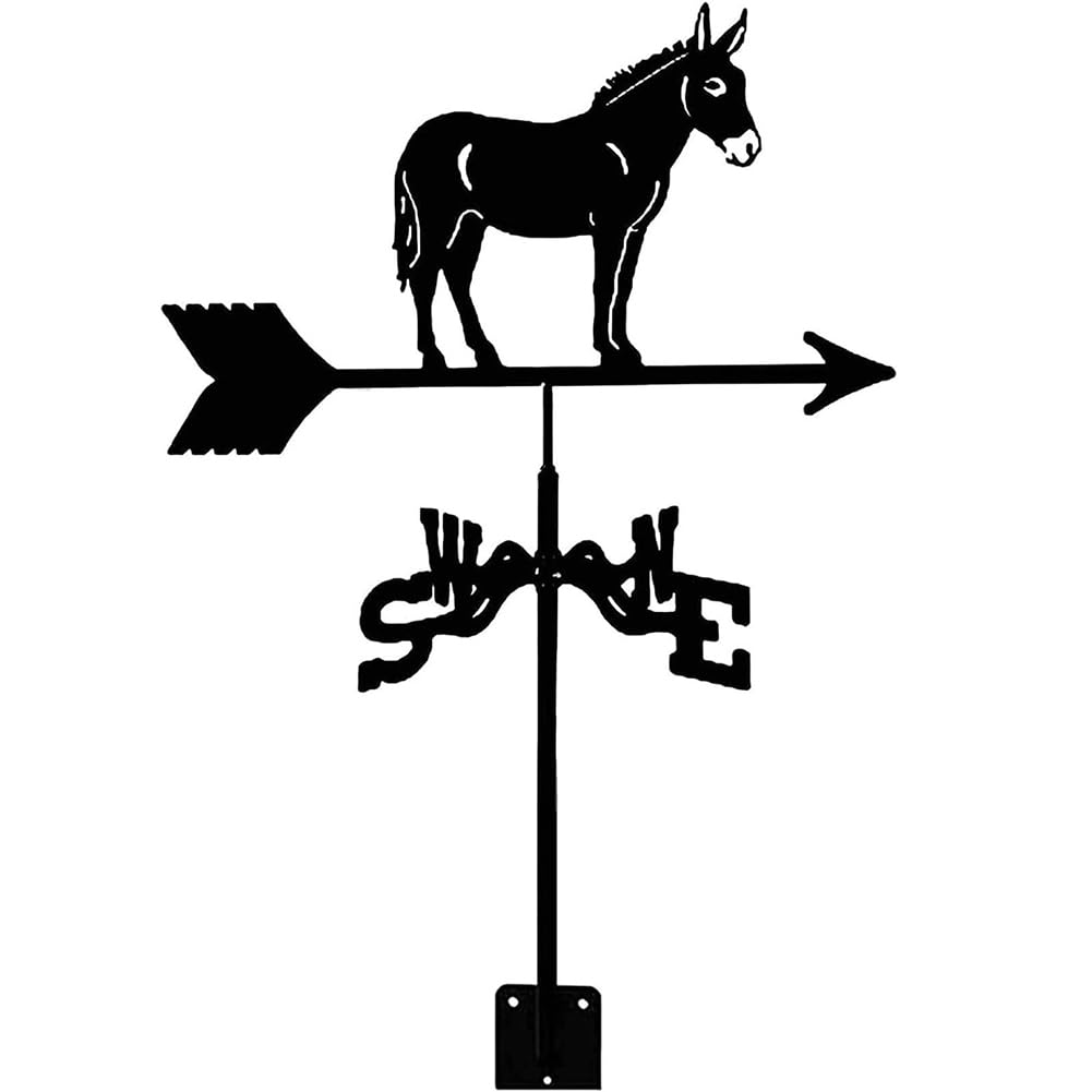 YYLDPFDC Garden Iron Weathervane, Donkey Weathervane, Metal Wind Vane For Yard, Wind Direction Indicator with Anti-Rust Coating for Garden Farm Decor, Cast Iron Courtyard Wind Vane For Yard