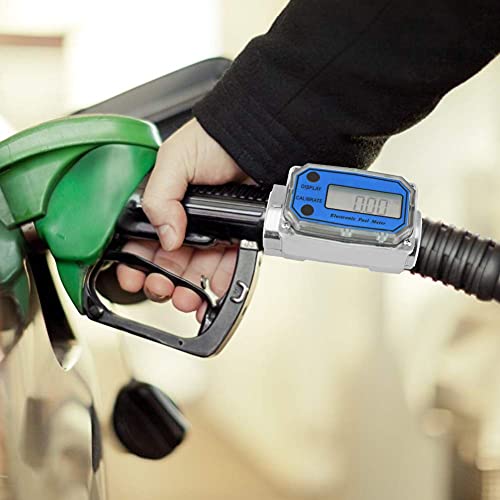 1″ Digital Turbine Flow Meter, Gas Oil Fuel Flowmeter, Pump Flow Meter Diesel Fuel Diesel Kerosene Line Pipe Counter For Chemicals Water Etc(Blue) #TOP5