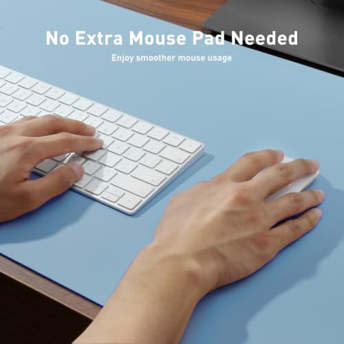 Image of Aothia Faux Leather Desk Mat for Keyboard & Mouse (Sky Blue, 48 inch x 17 inch) | Creates One Clean Surface For Your Keyboard, Mouse And Laptop, Helping Keep Your Workspace Organized Every Day