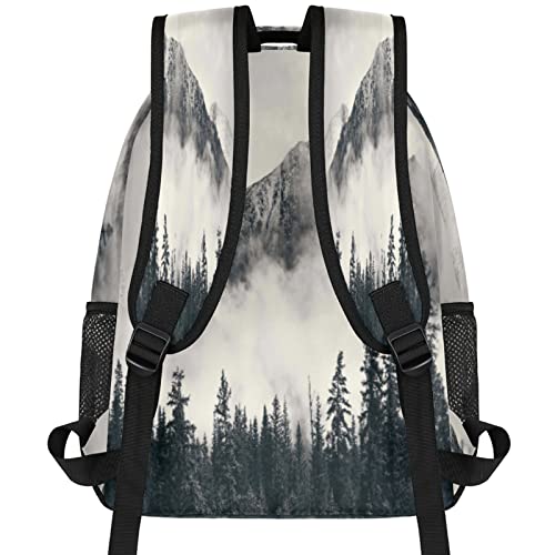 Mountain Forest Tree Foggy School Backpack for Girls Boys, Travel Backpack Lightweight Bookbag College Student School Bag Laptop Backpack Hiking Camping Daypack Bag 16 Inch3