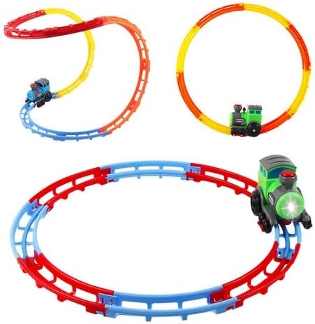 Train Track Playset Rolling Track Trains Development Toy Educational Toy Kids Interactive Playset Present Kindergarten Boys Mtg157 (Sky Blue, 42x38.5x39cm)