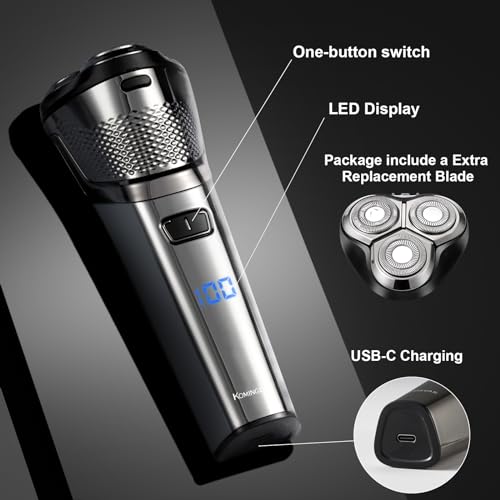 Electric-Shavers-Electric-Razor-for-Men-Face-Clean-Shave-Rechargeable-USB-C-Electric-Shaver-Cordless-Mens-Electric-Razors-for-Shaving-Face-Dry-Wet-Rotary-Shaver-LED-Display-with-A-Replacement-Blade