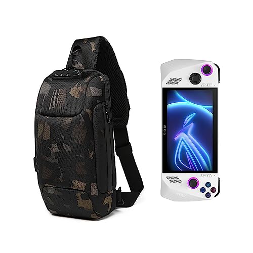 Mochila tiracolo protetora à prova de choque para viagem para casa bolsa de transporte compatível com ASUS ROG Ally, Camuflagem