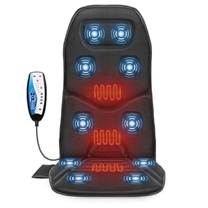 COMFIER Massagesitzauflage, Rückenmassagegerät mit Wärme, 10 Vibrationsmotoren Massageauflage mit Vibration für Rücken und Nacken, tuhlmassagegerät für Büro/Haus