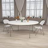 Flash Furniture 6-Foot Round Granite White Plastic Folding Table
