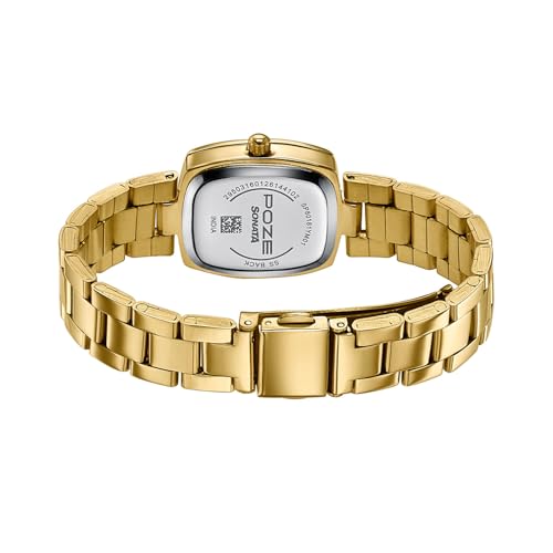 Image of Sonata Poze 9 with Quartz Analog White Dial IPG Strap Watch for Women - SP80181YM01W