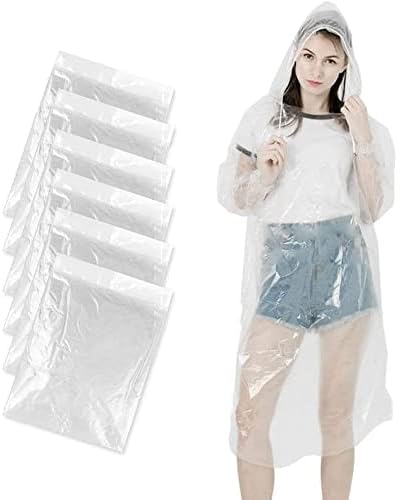 KKTICK Rain Poncho Disposable, Clear Adult Ponchos with Hood, 6 Pack Raincoat for Men Women, Emergency Waterproof for Theme Parks, Hiking, Camping, Sports Events and Rainy Outdoors