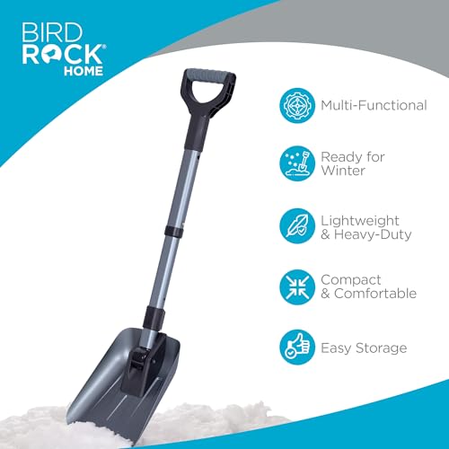 Image of 34 inch Folding Emergency Snow Shovel - Rugged Compact Tool for Car, Snowmobiles, or ATV - Compact Winter Survival Gear - Skiing Camping Mud Avalanche - Collapsible Multifunctional - Grey