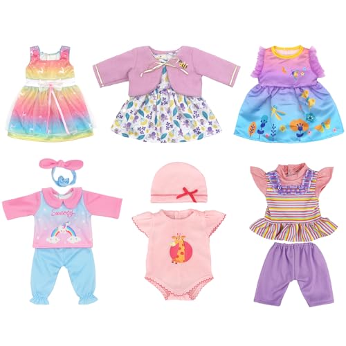 Xerteam 6 Set Babypuppenkleidung für 14-18 Zoll Babypuppen, Süße...