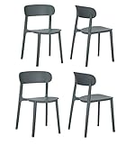 CozyBlock 4 x Campus Series Side Chairs, Mid-Century Modern Dining Chair, Stackable Chair, Great for