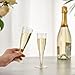 JOLLY CHEF 100 Pack Plastic Champagne Flutes Disposable 4.5 oz Gold Glitter Plastic Champagne Glasses for Wedding, Thanksgiving Day, Christmas