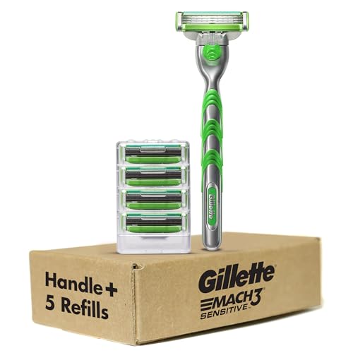 Gillette Mach3 Sensitive Shaving Razor for Men, 1 Handle and 5 Blade Refills, for Sensitive Skin - image 8