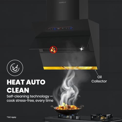 Image of Havells Triton Pro Slant BLDC 60cm Glass Kitchen Chimney|Powerful 1550 m /hr Suction|Gesture & Touch Control|Auto Heat Clean|15 Yr Motor & 5 Yr Product Warranty by Manufacturer