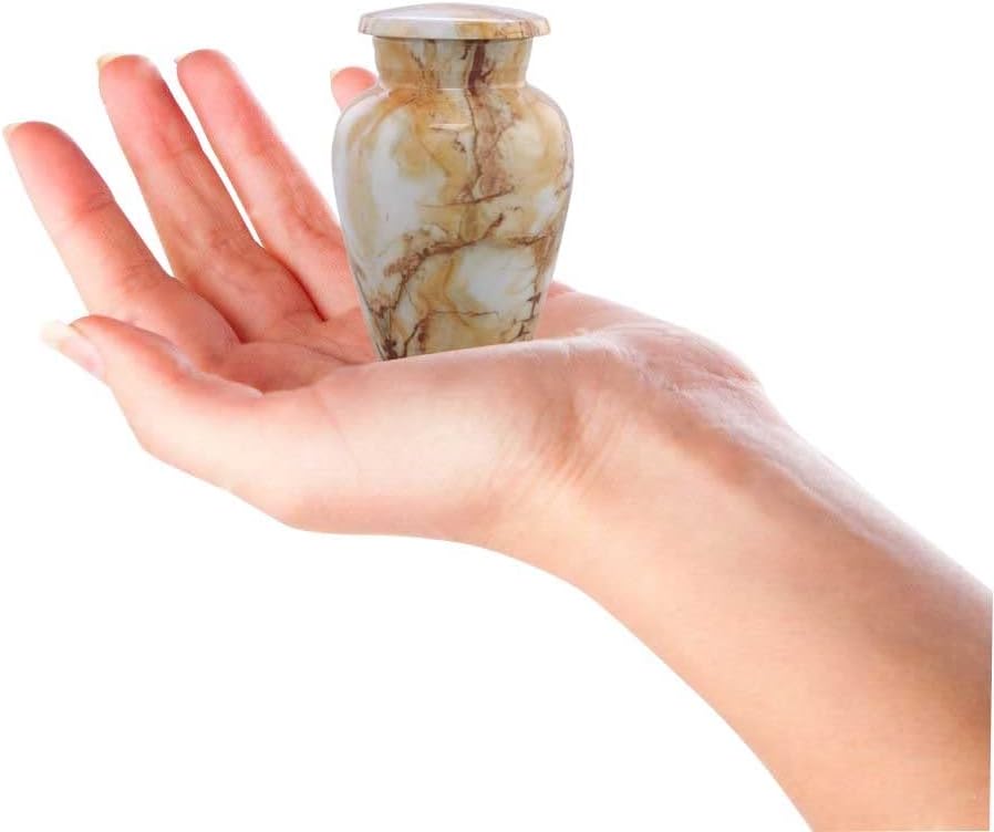 Small Keepsake Cremation Urns for Human Ashes - Marble Finish Metal Keepsake Urn - Mini Cremation Urn for Pet Ashes - Handcrafted Memorial Urn - Funeral Urns with Velvet Bag (Monalisa) - Image 6