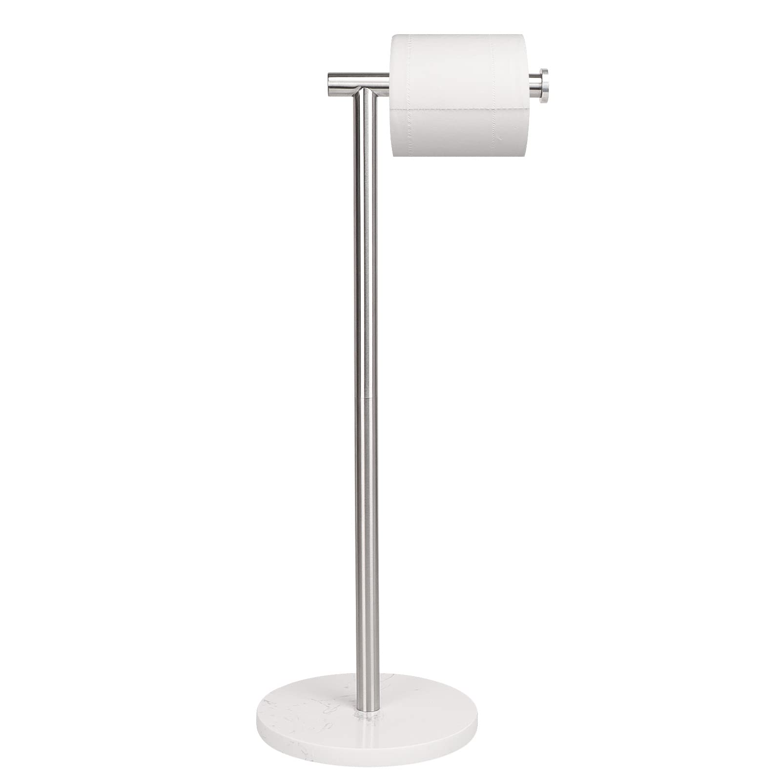 NearMoon Bath Toilet Paper Holder Stand- Modern Tissue Roll Holder Freestanding with Balanced Base, Rustproof Toilet Roll Holder for Bathroom/Kitchen Countertop (Brushed Nickel, Stainless Steel Base) — Amazon image 11