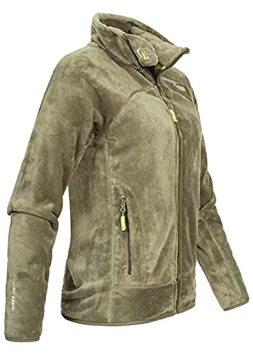 Geographical Norway Upaline Lady - kurtka polarowa damska delikatny ciepły zamek błyskawiczny - jesień zima wiosna ciepłe damskie kurtki damskie - sweter z długim rękawem miękki outdoorowy komfort, Oliwka, XL