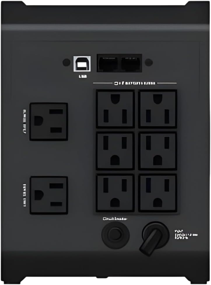 Vertiv Liebert PowerUPS 200 Essential, PSA6E-1500LVT, Line Interactive UPS 1440VA/850W, Battery Backup & Surge Protector, AVR, 8 Outlets, USB C+A Charging, 3 Year Warranty