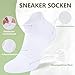SockWaddles Sneaker Socken Herren Damen aus Bambus-Baumwolle, 6 Paar Atmungsaktive Sportsocken für Running, Sneakersocken Kurz Gepolstert Laufsocken Knöchelsocken Weiß Größe 39–42
