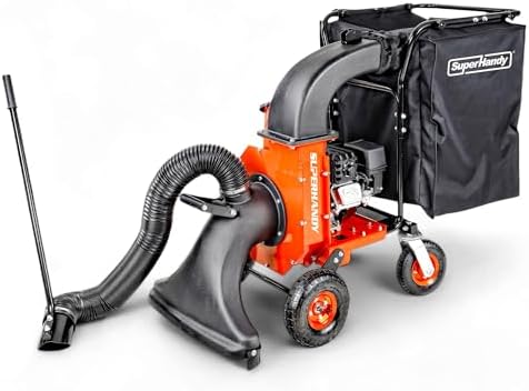 SuperHandy Leaf Vacuum & Wood Chipper – 7HP 209cc Gas Engine, 10:1 Mulch Ratio, 6-Bushel Collection Bag, 13.4" Impeller, Walk-Behind Vacuum Mulcher with Castor Wheels for Lawn & Yard Cleanup