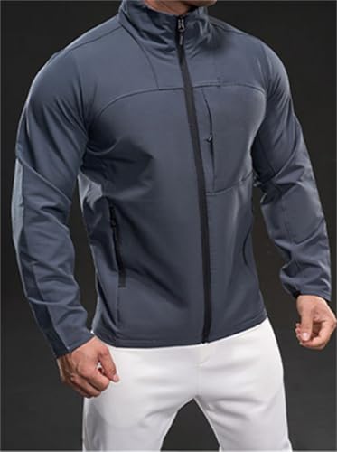 Image of Men's Lightweight Softshell Jacket Waterproof Windbreaker Work Jackets Coats Hiking Outdoor with Pockets