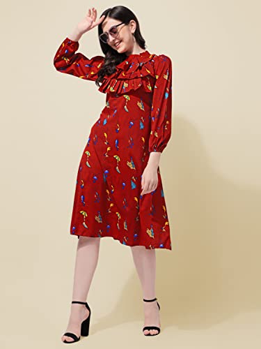 Image of OOMPH! Women's Pleated Knee-Length Dress