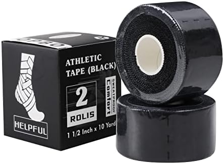 popbob (2 Pack Black Athletic Sports Tape, Very Strong Adhesive and Hypoallergenic Breathable Cotton Sports Tape for Bats, Tennis and Boxing
