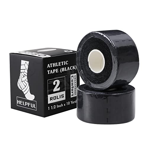 Popbob (2 Pack Black Athletic Sports Tape, Very Strong Adhesive And Hypoallergenic Breathable Cotton Sports Tape For Bats, Tennis And Boxing #TOP21