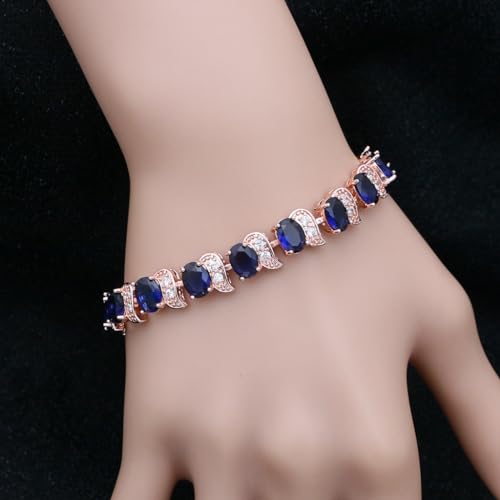 Image of LMXXVJ Fashion Tennis Bracelet Created Emerald White Gold Plated Charm Bracelet Gifts Jewelry for Women