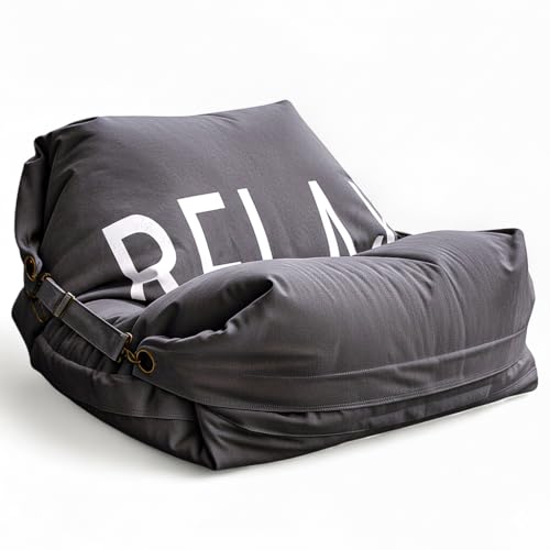 Aiire Sillón Puff Gigante de Diseño - [180x140] Sofa Puf con Relleno Incluido XXL - Bean Bag Chair Salon para Jóvenes y Adultos Moderno - Lavable y Desenfundable - Cojin de Suelo Grande Relax Gris