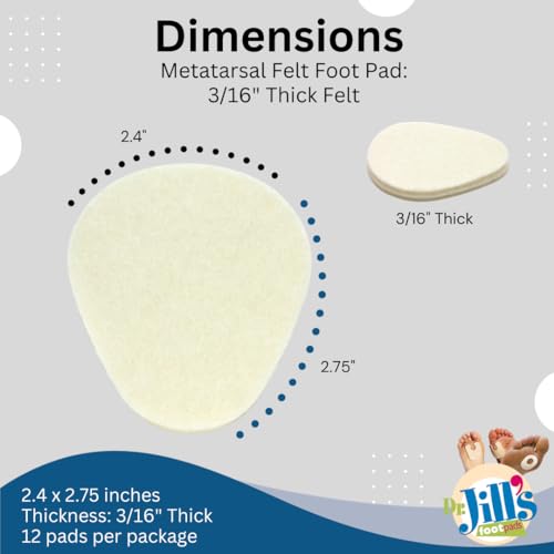 Image of Dr. Jill's Foot Pads, Latex Free, YJ10-2049, Metatarsal Pad 3 /16 inch Felt (12 Pack) Ball of Foot Pad